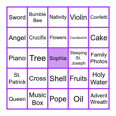 Baptism Bingo Card