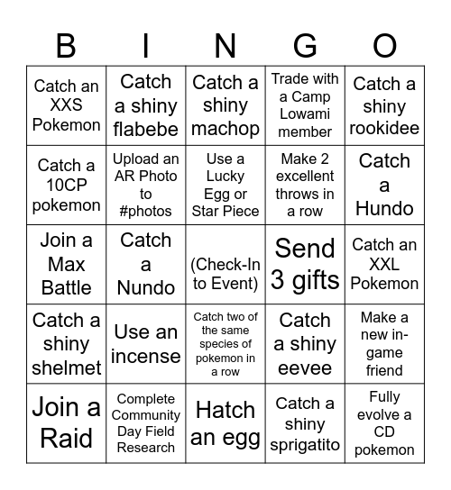 CAMP LOWAMI BINGO Card