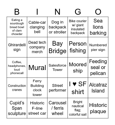 SF City Bingo Card