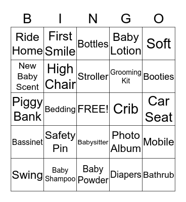 Baby Shower Bingo Card