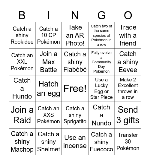 Kid's Community Day Bingo! Bingo Card