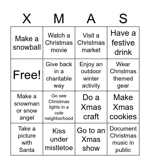 Christmas bingo Card