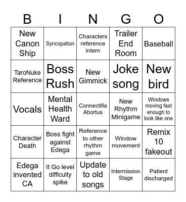 RD 1.0 Bingo Card