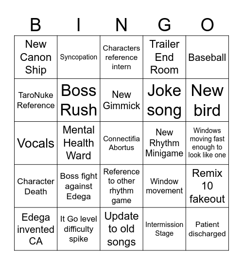 RD 1.0 Bingo Card