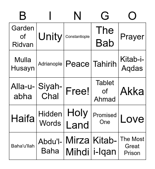 Baha'i Book 3 bingo Card