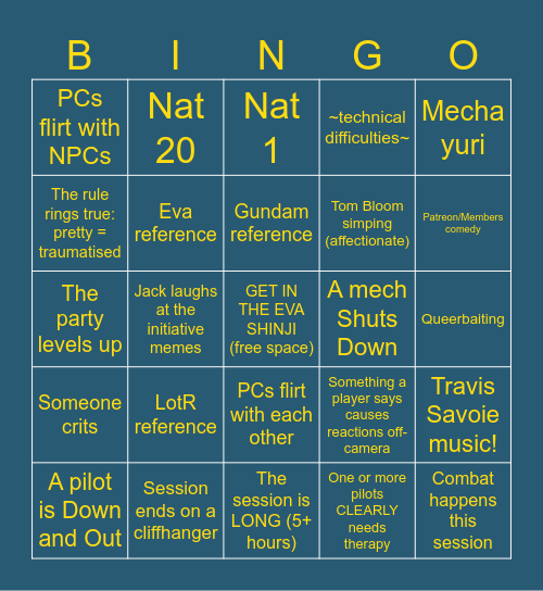 Lancer: Daybreak - Episode 1 Bingo Card