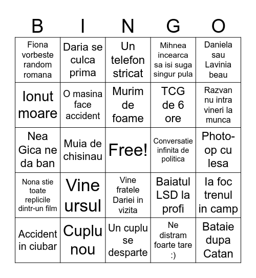 Revelion Bingo Card