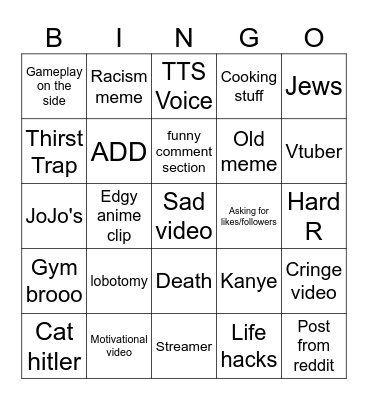 Instagram Reels bingo Card