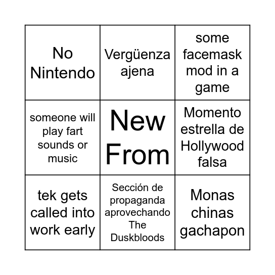 Game Awards Predictions Bingo Card