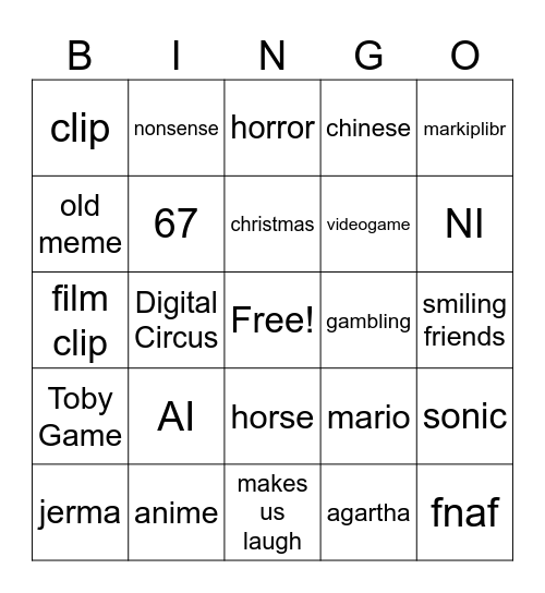 Bingo Was its name o Bingo Card