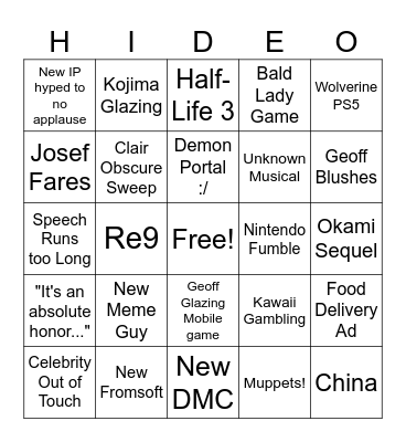 GOTY 2025 Bingo Card