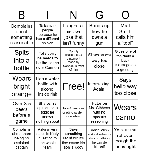 Stan Bingo Card