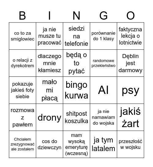 BINGO WIESIA Bingo Card