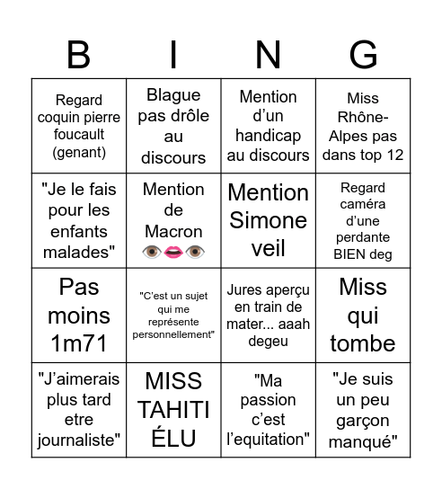 Bingo miss 2026 Bingo Card