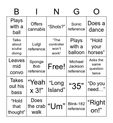 The Josh Bingo Card