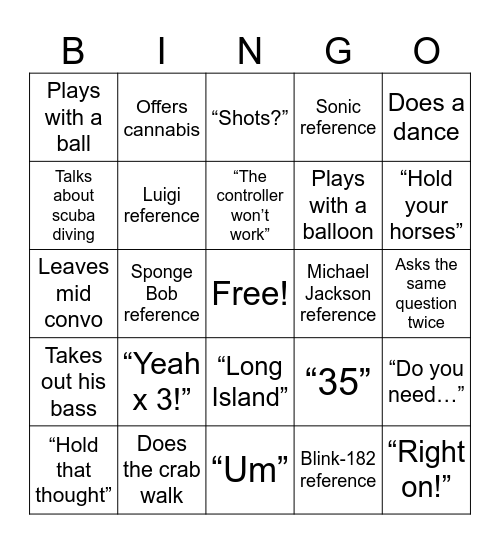 The Josh Bingo Card