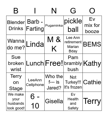 Veaver Xmas exchange Bingo Card