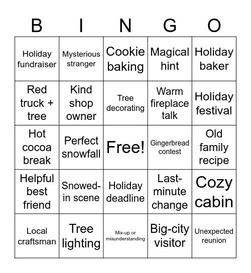Typical Hallmark Christmas Bingo Card