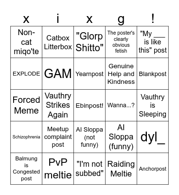 xivg bingo Card