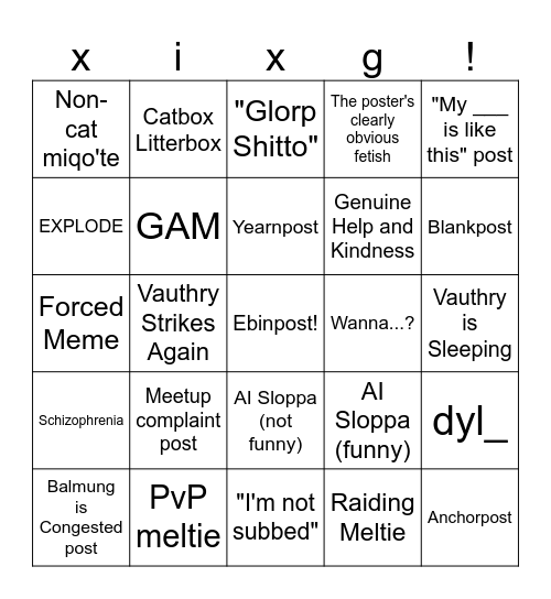 xivg bingo Card
