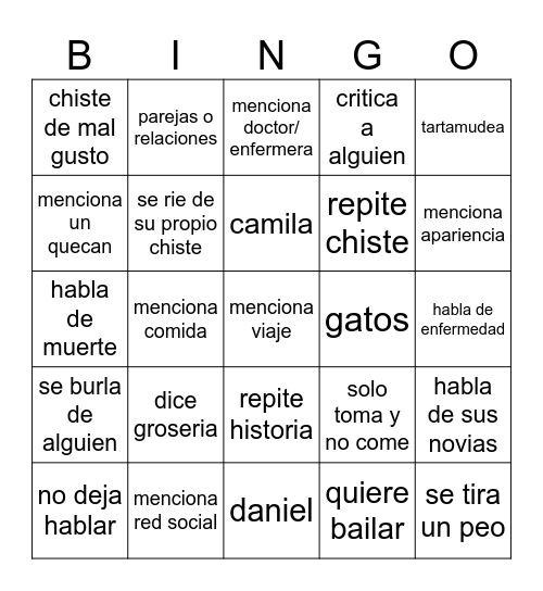 Martin Bingo Card