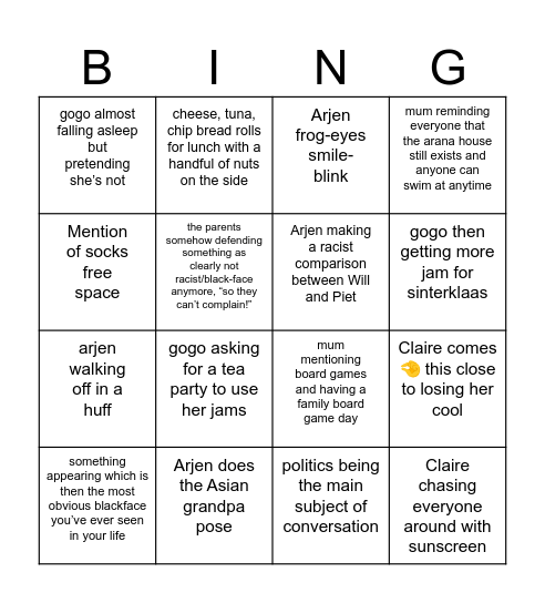 Sinterklaas Bingo Card