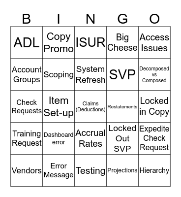 Sales Ops Bingo Card