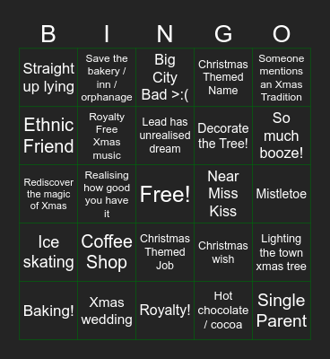 Hallmark Movie Madness Bingo Card