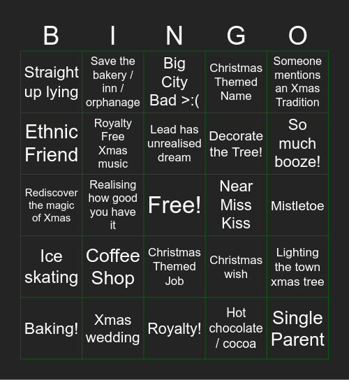 Hallmark Movie Madness Bingo Card