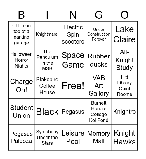 UCF Bingo Card