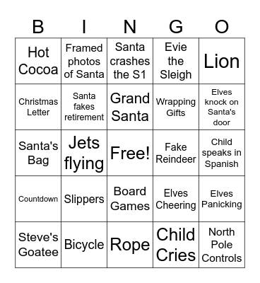 Arthur Christmas Bingo Card