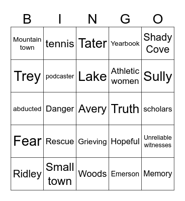 All the Missing Pieces Bingo Card