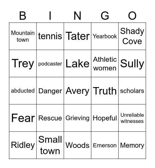 All the Missing Pieces Bingo Card