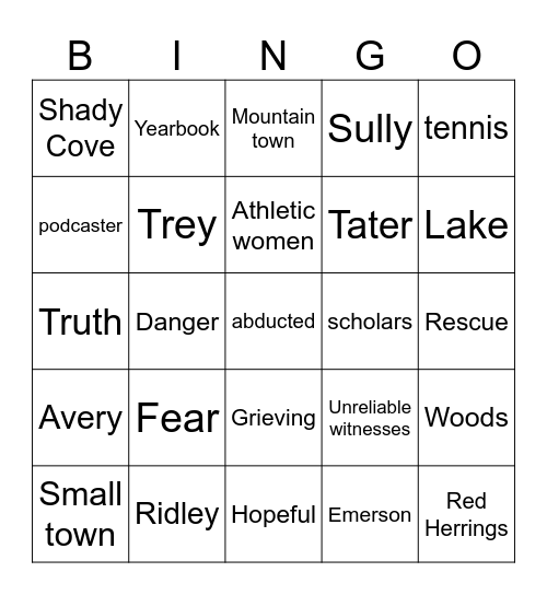 All the Missing Pieces Bingo Card