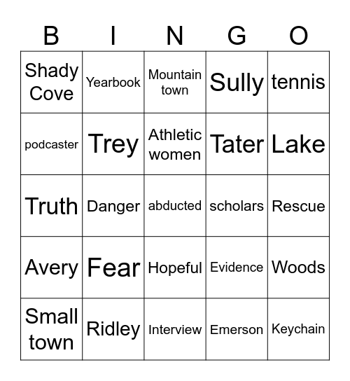 All the Missing Pieces Bingo Card