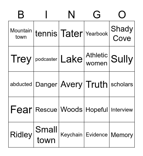 All the Missing Pieces Bingo Card