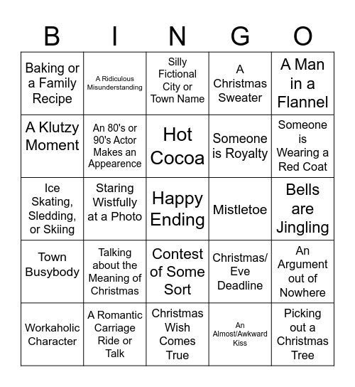 Bad Christmas Movie Bingo Card