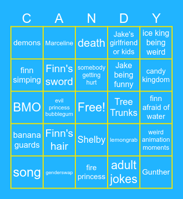 Adventure Time Bingo Card