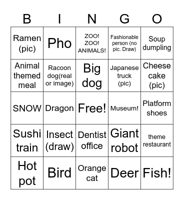 Japan Trip Walk Bingo! Bingo Card
