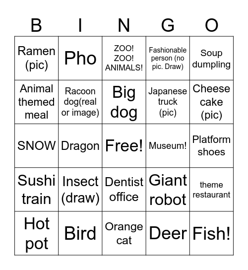 Japan Trip Walk Bingo! Bingo Card