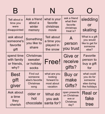 Social Skills Christmas Bingo Card