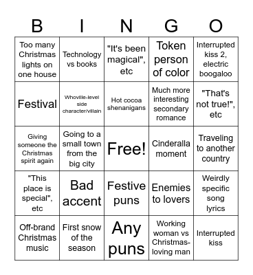 (Bad) Christmas Movie Bingo Card