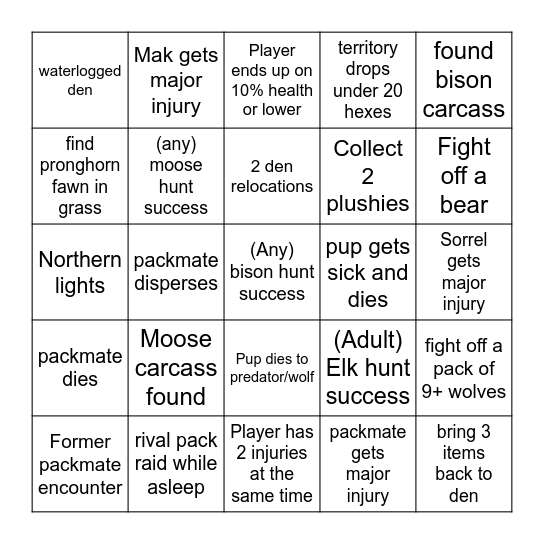 makka and sorrel wolfquest collab (part3) Bingo Card