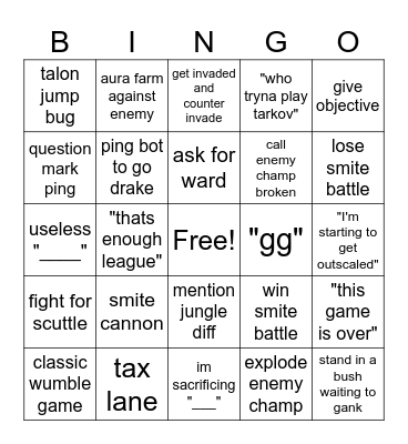 Wumble Bingo Card