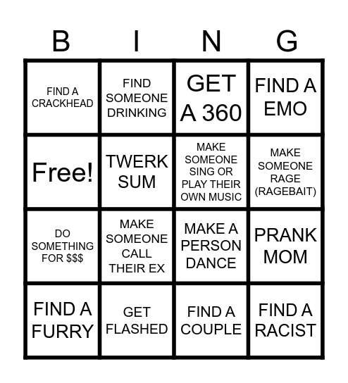 OMEGLE Bingo Card