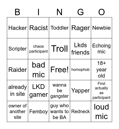 Recruit Bingo Card