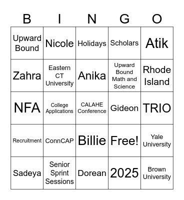 Holiday Community Dinner 2025 Bingo Card