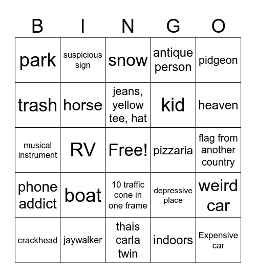 google maps Bingo Card