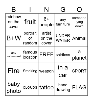 SPOTIFY Liked songs bingo Card