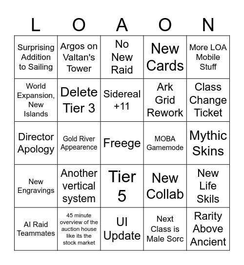 Rubi's LOAON Bingo Card